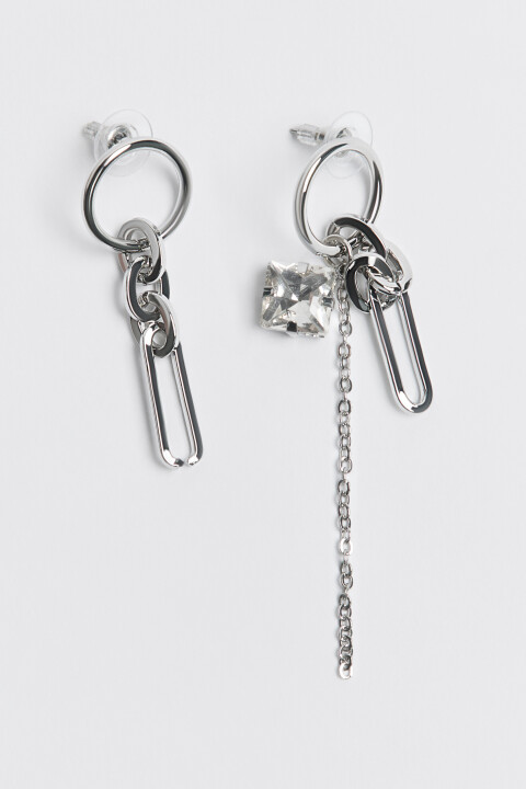 

Серьги-гвоздики с подвесками и кристаллами, Серый, Серьги-гвоздики с подвесками и кристаллами