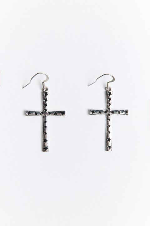 

Серьги-продевки в виде крестов со стразами, Серый, Серьги-продевки в виде крестов со стразами