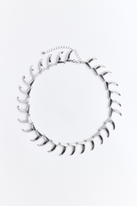 

Колье-чокер серебристое с шипами, Серый, Колье-чокер серебристое с шипами