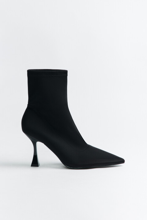 

Ботильоны из эластичной ткани на фигурном каблуке, Черный, Ботильоны из эластичной ткани на фигурном каблуке
