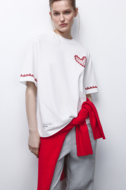 

Футболка унисекс хлопковая с принтом, Красный, Футболка унисекс хлопковая с принтом