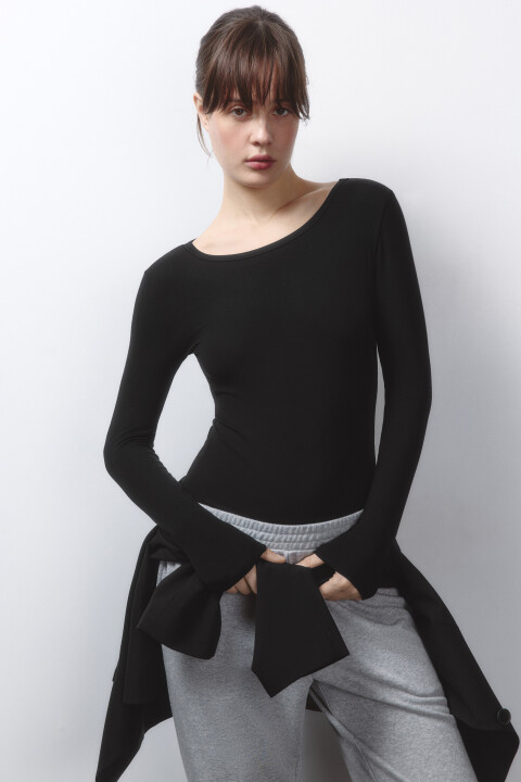 

Боди-лонгслив базовый из вискозы, Черный, Боди-лонгслив базовый из вискозы