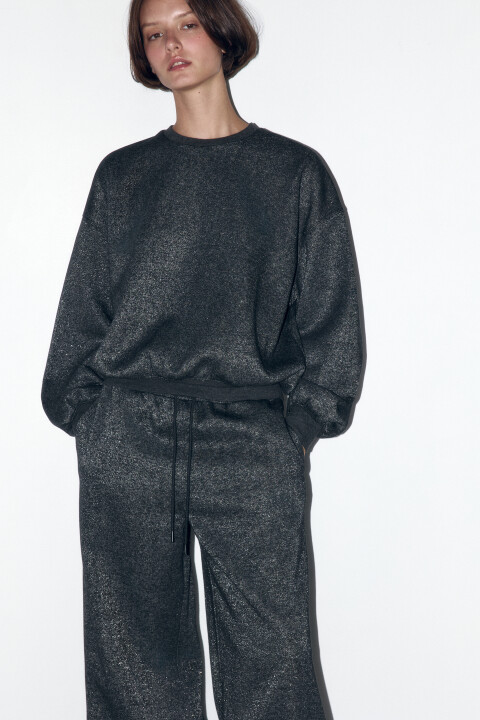 

Свитшот oversize трикотажный с люрексом, Серый, Свитшот oversize трикотажный с люрексом