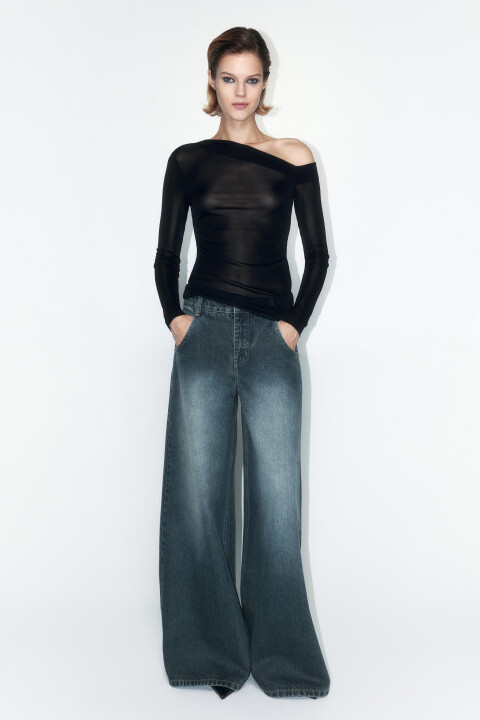 

Джинсы wide leg широкие со средней посадкой, Бордовый, Джинсы wide leg широкие со средней посадкой