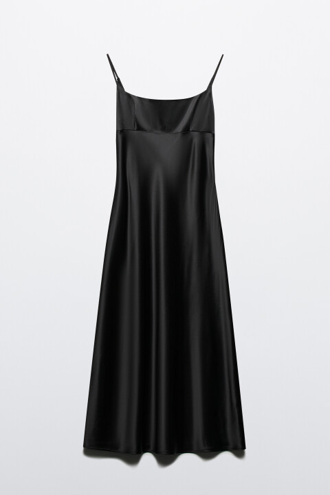 

Платье-комбинация миди атласное на бретельках, Черный, Платье-комбинация миди атласное на бретельках