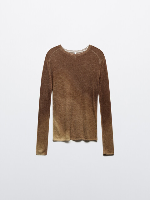 

Джемпер тонкой вязки с принтом-абстракцией, Бежевый, Джемпер тонкой вязки с принтом-абстракцией