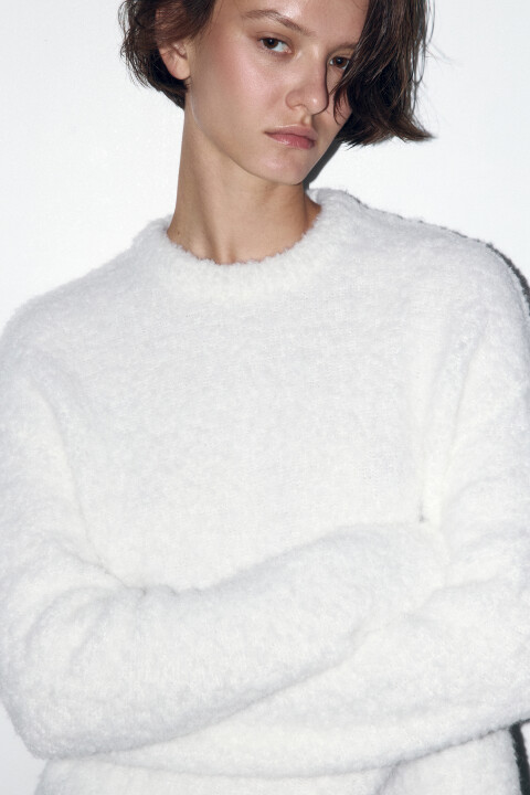 

Джемпер пушистый вязаный с шерстью, Молочный, Джемпер пушистый вязаный с шерстью