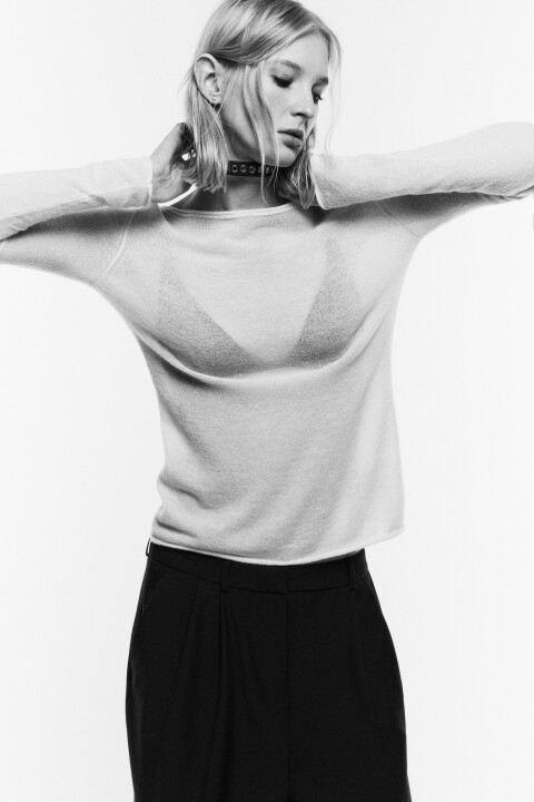 

Джемпер-паутинка тонкий вязаный с шерстью, Молочный, Джемпер-паутинка тонкий вязаный с шерстью