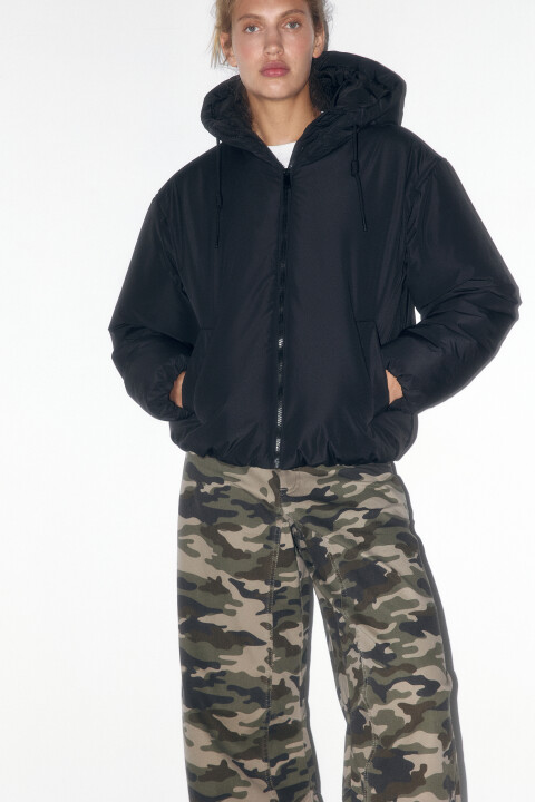 

Куртка короткая утепленная с капюшоном, Молочный, Куртка короткая утепленная с капюшоном