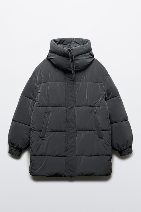 

Куртка стеганая удлиненная со съемным капюшоном, Серый, Куртка стеганая удлиненная со съемным капюшоном