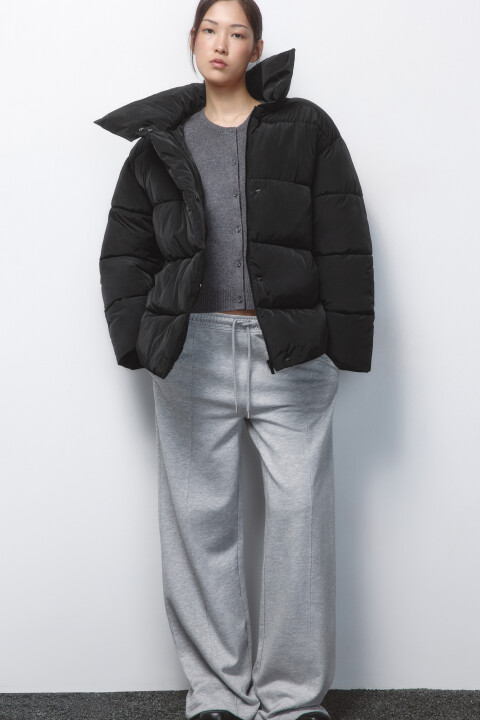 

Куртка стеганая с запахом и воротником-стойкой, Черный, Куртка стеганая с запахом и воротником-стойкой