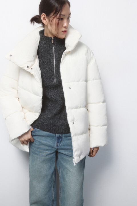 

Куртка стеганая с запахом и воротником-стойкой, Молочный, Куртка стеганая с запахом и воротником-стойкой