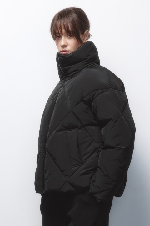 

Куртка стеганая короткая с воротником-стойкой, Черный, Куртка стеганая короткая с воротником-стойкой