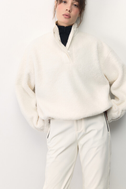 

Толстовка-флиска oversize спортивная, Ванильный, Толстовка-флиска oversize спортивная