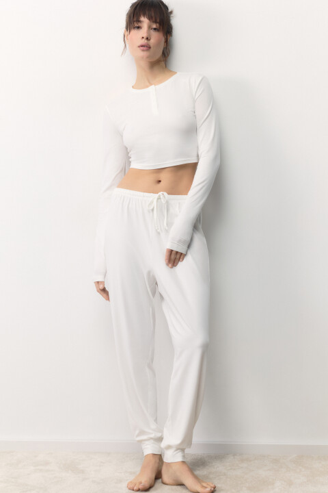 

Брюки-джоггеры домашние с поясом на завязках, Ванильный, Брюки-джоггеры домашние с поясом на завязках