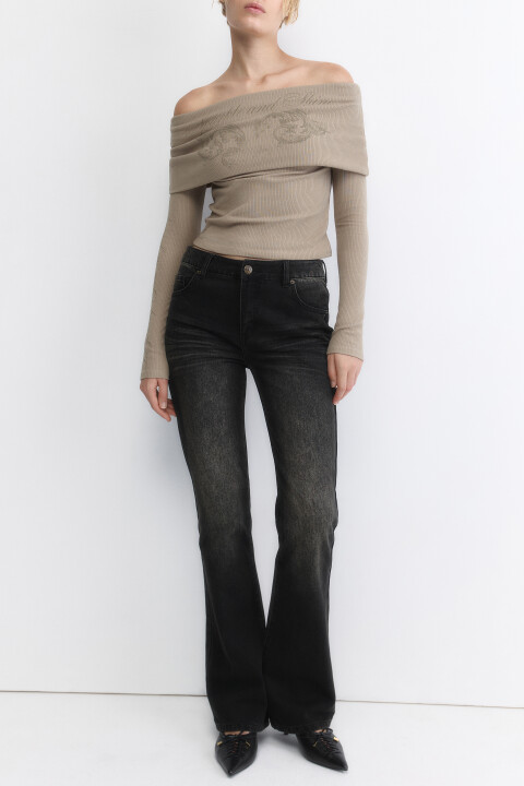 

Джинсы клеш с тинтованным окрашиванием, Темный тинт, Джинсы клеш с тинтованным окрашиванием