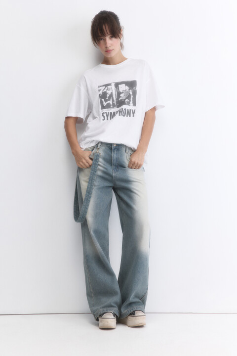 брюки джинсовые женские befree Джинсы baggy fit с декоративным ремнем