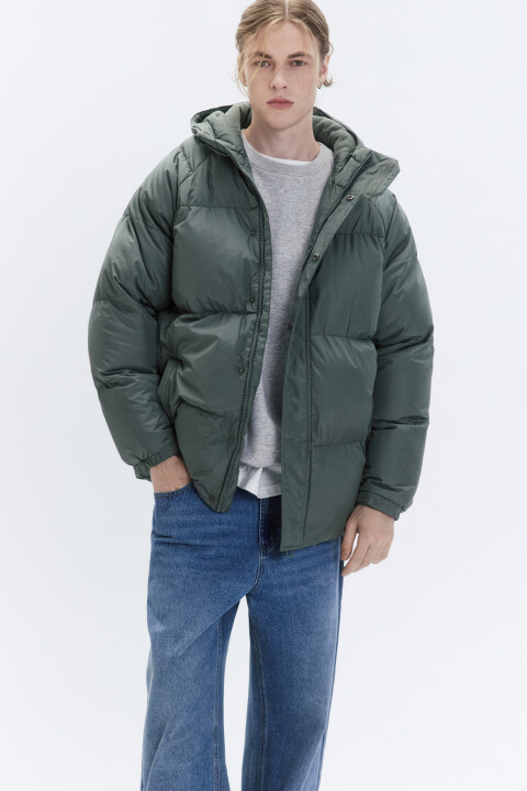 

Куртка-пуховик стеганая с капюшоном, Зеленый, Куртка-пуховик стеганая с капюшоном