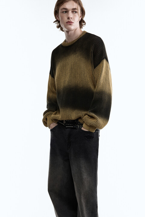 

Джемпер вязаный с абстрактными полосками, Желтый, Джемпер вязаный с абстрактными полосками