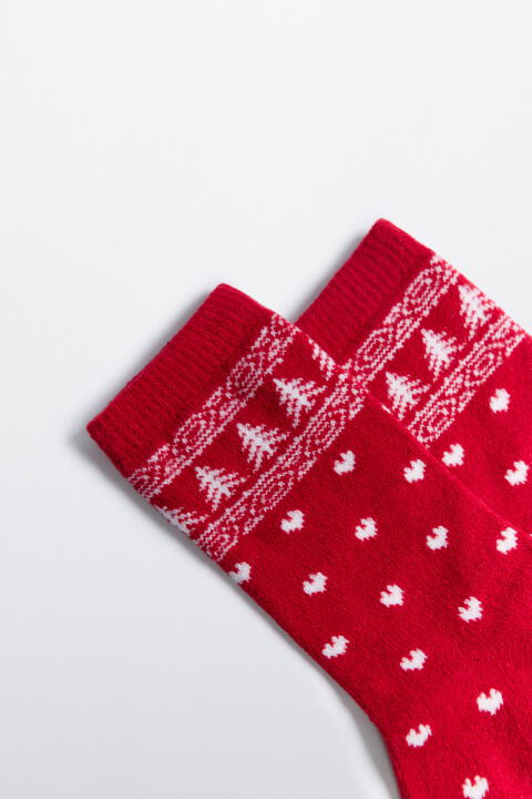 

Носки теплые с рождественским принтом, Красный, Носки теплые с рождественским принтом