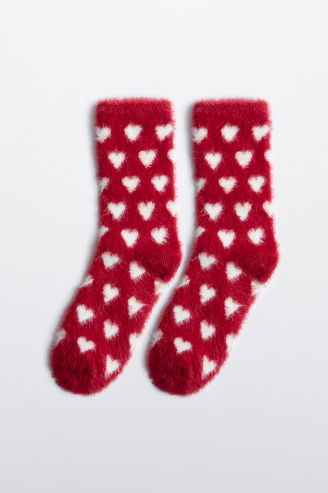 носки женские befree Носки теплые пушистые с сердечками