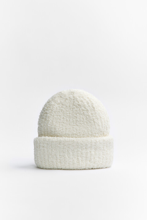 

Шапка-бини вязаная короткая, Молочный, Шапка-бини вязаная короткая