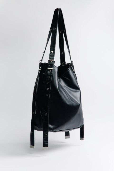 

Сумка-тоут с металлическими заклепками, Черный, Сумка-тоут с металлическими заклепками