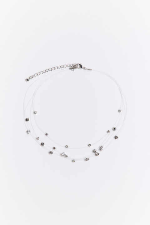 

Колье-чокер из тонких нитей со стразами, Серый, Колье-чокер из тонких нитей со стразами