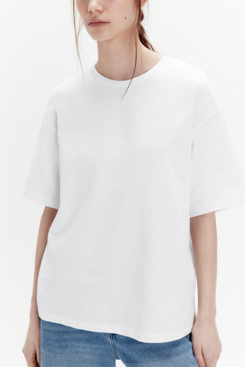 

Футболка oversize из плотного хлопка, Белый, Футболка oversize из плотного хлопка