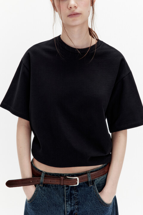 

Футболка oversize из плотного хлопка, Черный, Футболка oversize из плотного хлопка