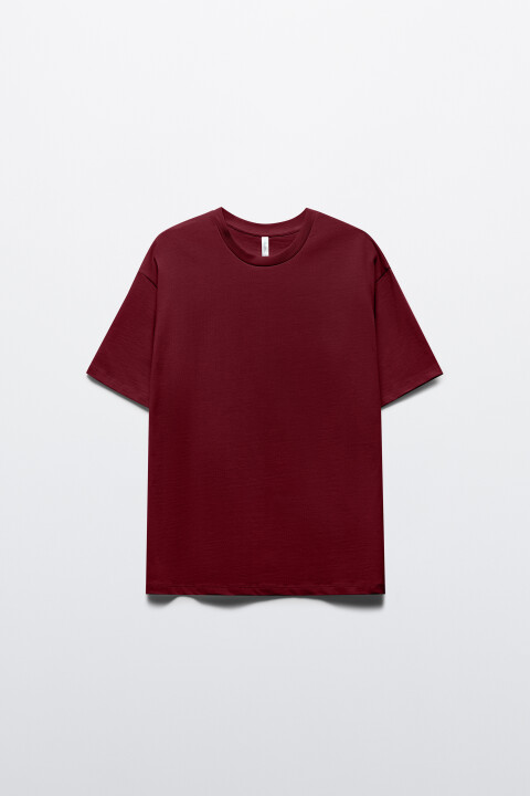 

Футболка oversize из плотного хлопка, Бордовый, Футболка oversize из плотного хлопка