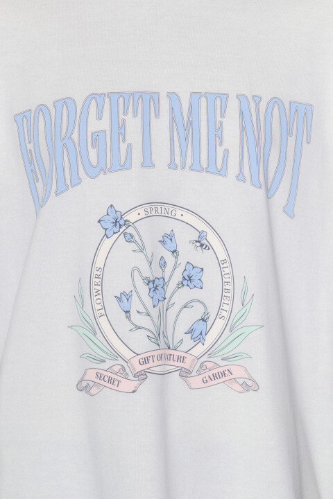 

Футболка прямая хлопковая с принтом-надписью, Голубой, Футболка прямая хлопковая с принтом-надписью