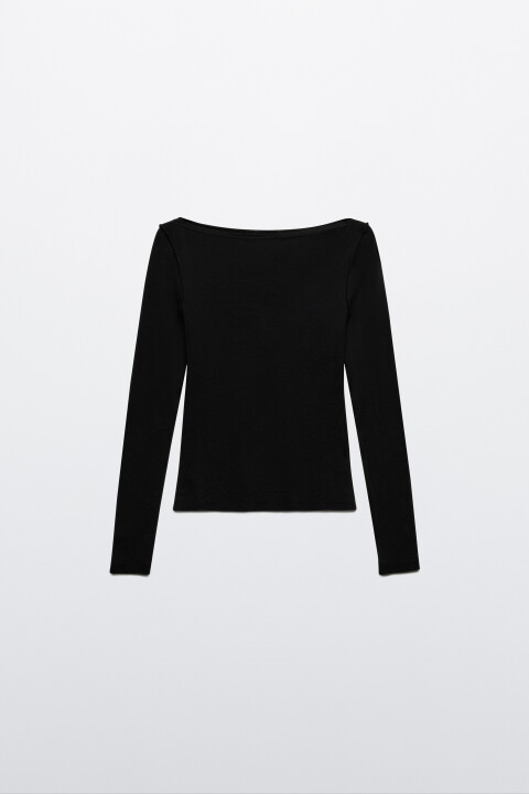 

Лонгслив хлопковый приталенный с вырезом-лодочкой, Белый, Лонгслив хлопковый приталенный с вырезом-лодочкой