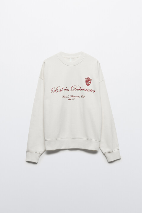 

Свитшот из футера свободный с принтом, Красный, Свитшот из футера свободный с принтом