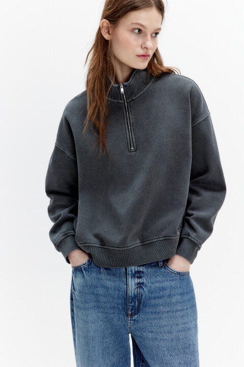 

Толстовка half zip утепленная на флисе, Серый, Толстовка half zip утепленная на флисе