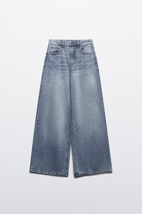 

Джинсы wide leg широкие с высокой посадкой, Голубой, Джинсы wide leg широкие с высокой посадкой