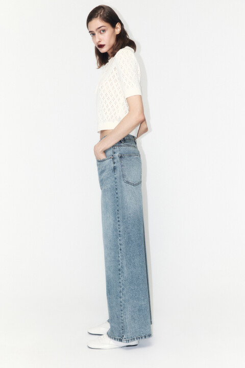 

Джинсы wide leg широкие с высокой посадкой, Синий, Джинсы wide leg широкие с высокой посадкой