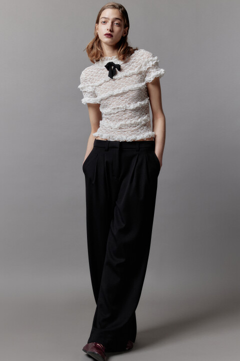 

Брюки широкие костюмные с высокой посадкой, Черный, Брюки широкие костюмные с высокой посадкой