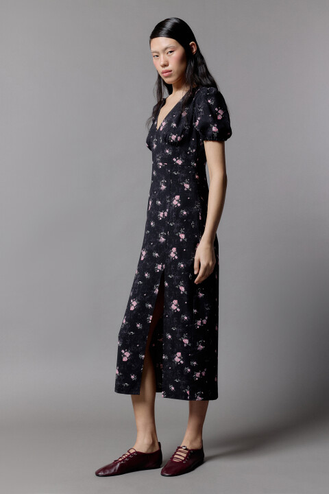 

Платье миди приталенное с разрезом, Мультиколор, Платье миди приталенное с разрезом