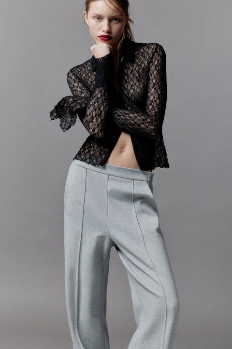 

Блузка кружевная облегающая на молнии, Черный, Блузка кружевная облегающая на молнии