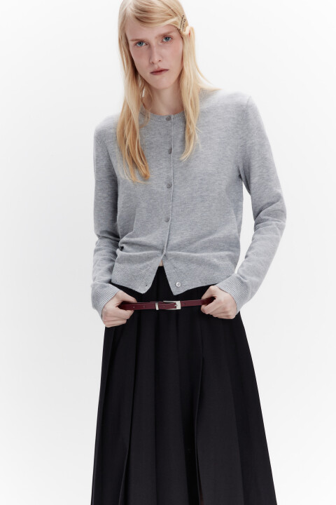 

Кардиган на пуговицах с круглым вырезом, Серый, Кардиган на пуговицах с круглым вырезом