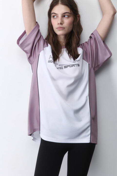 Футболка oversize спортивная из сетки с надписью