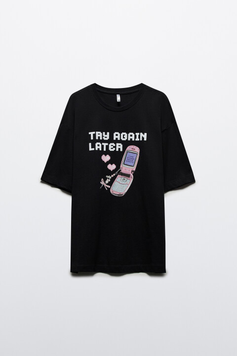 

Футболка oversize с принтом y2k, Черный, Футболка oversize с принтом y2k