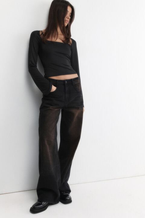 брюки джинсовые женские befree Джинсы baggy fit со средней посадкой