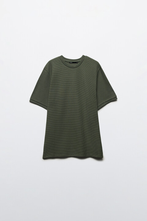 

Футболка прямая из фактурного трикотажа, Зеленый, Футболка прямая из фактурного трикотажа