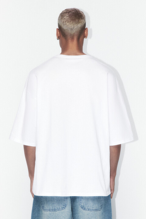 

Футболка oversize хлопковая с принтом, Белый, Футболка oversize хлопковая с принтом