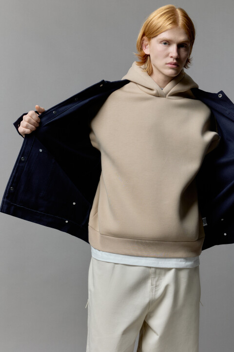 

Худи с капюшоном и имитацией футболки, Бежевый, Худи с капюшоном и имитацией футболки