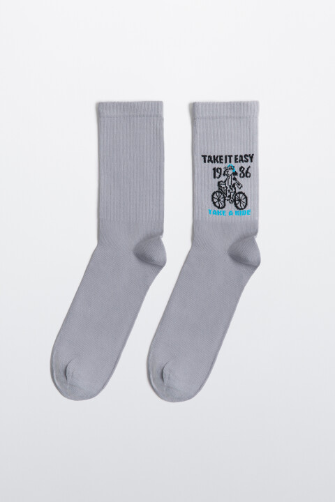 

Носки высокие хлопковые с принтом, Белый, Носки высокие хлопковые с принтом