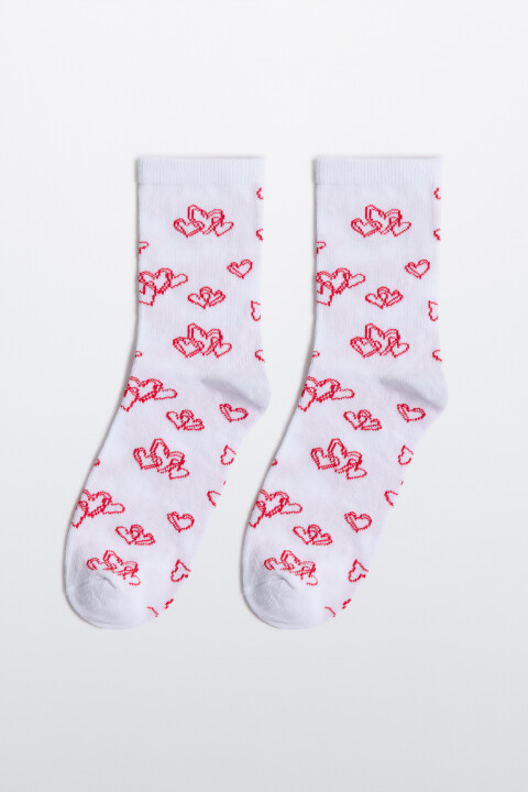 

Носки высокие хлопковые с рисунком, Красный, Носки высокие хлопковые с рисунком