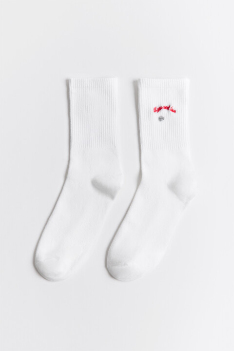 

Носки с вышивкой и подвеской-сердечком, Белый, Носки с вышивкой и подвеской-сердечком